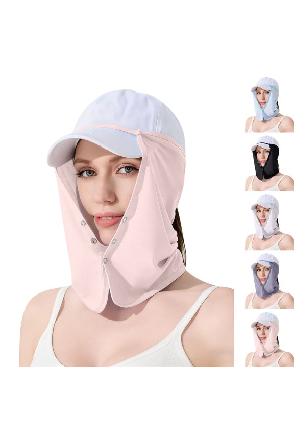 Face Cover Women's Upf50+ Ice Silk Sun Protection Neck Detachable Snap-On Sun Shade Curtain Sun UV Protection Earloop Neck Gaiter Scarf for Summer Outdoor Activities Dark Gray