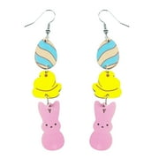 Amzcrzy Fashion Silver Earrings Personalized Earrings Set Of Three Easter Gifts Wooden Pendant Earrings Jewelry For Women Gifts for Wedding Valentines Mother Girls