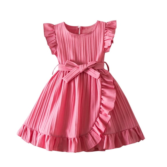 Amzcrzy Girls' Summer Short Sleeve Ruffled Round Neck Lace Embroidery Mesh Princess Bow Skirt