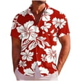 thumbnail image 1 of Amzcrzy Hawaiian Shirt for Men Fashion Casual Short Sleeve Button Down Shirts Casual Tops Tropical Print Breathable Beach Vacation Summer Blouse with Pockets 2XL, 1 of 7