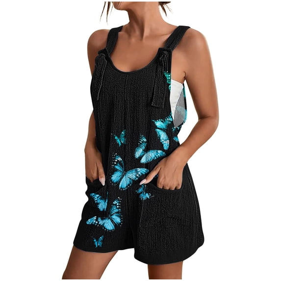 Amzcrzy Jumpsuits for Women Casual Summer Floral Shorts Overalls Jumpsuit Button Up Comfy Rompers Sleeveless Jumpers with Pockets S-3XL