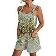 thumbnail image 1 of Amzcrzy Jumpsuits for Women Casual Summer Floral Shorts Overalls Jumpsuit Button Up Comfy Rompers Sleeveless Jumpers with Pockets S-3XL, 1 of 5