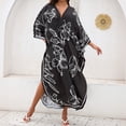 thumbnail image 1 of Amzcrzy Kaftan Dresses for Women Plus Size Loose Fit V Neck Beach Cover Up, Floral & Colorful Print Womens Robes Long for Vacation One Size Fits Most @3 Free Size, 1 of 8