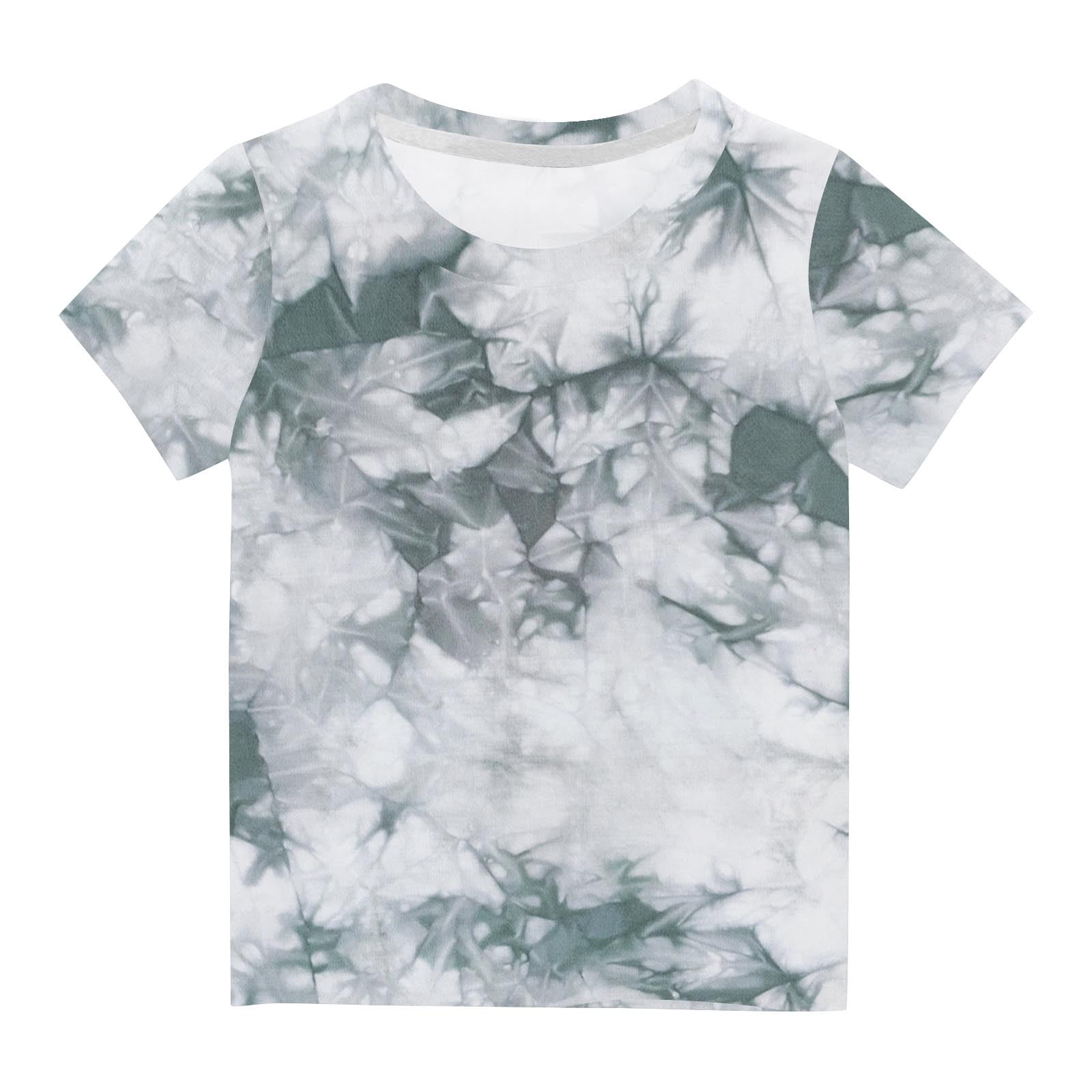 Boys Lavender Tie-Dye Printed Round Neck T-Shirt With Denim Shorts Sets