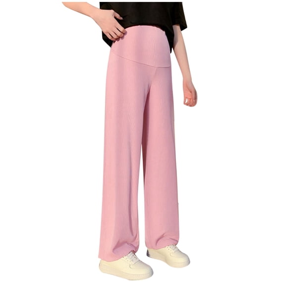 Amzcrzy Maternity Pamnts's Wide Leg Pants Loose Casual Pants for Women Outside Straight Leg Trousers L-XXXL