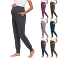 thumbnail image 1 of Amzcrzy Maternity Pants Womens Solid Color High Waist Over Belly Lounge Pants Pregnancy Must Haves Maternity Joggers with Pockets Blue S, 1 of 7