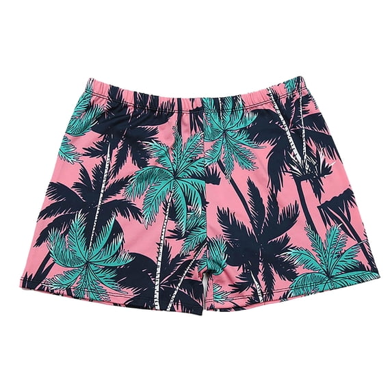 Amzcrzy Men's Shorts Trendy Graphic Print Hawaiian Beach Shorts Elastic Waist Quick Dry Shorts for Men Summer Casual Above Knee Mid Rise Swim Trunks Pink Free Size
