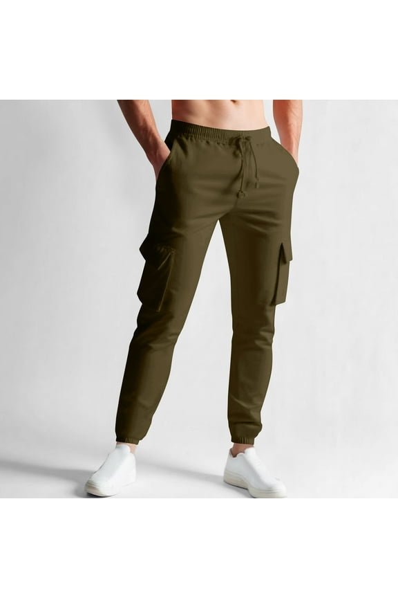 Men's Utility Jogger Pants - Stretch Cargo Work Pants with Pockets & Tapered Cuffs, Seasonal Solid Color Workwear with Quick-Dry Tech for Streetwear & Hiking