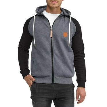 Amzcrzy Men's Zip Up Pullover Casual Color Block Hoodie Fleece Gym Workout Zippered Sweatshirt Fashion Long Sleeve Hooded with Pocket