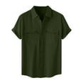thumbnail image 1 of Amzcrzy Mens Plus Size Tops Summer Casual Button Down Shirts Short Sleeve Business Shirts Lightweight Wrinkle Free Dress Shirts with Pocket M-5XL, 1 of 8