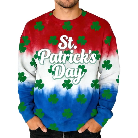 Amzcrzy Mens Sweatshirt Crew Neck Long-Sleeve Sweatshirt And Print No Hat St. Patrick's Day T-Shirts