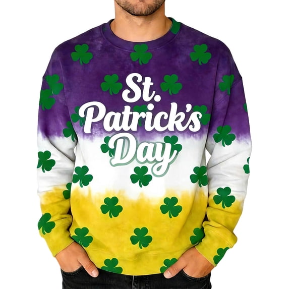 Amzcrzy Mens Sweatshirt Crew Neck Long-Sleeve Sweatshirt And Print No Hat St. Patrick's Day T-Shirts