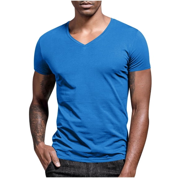 Amzcrzy Mens T-shirts Short Sleeve V Neck Casual True Classic Tees MenSolid Color Fit Lightweight Tees S-5XL