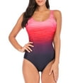 thumbnail image 1 of Amzcrzy One Piece Swimsuit Women V Neck U Back Beachwear Color Block Tie Dye Bathing Suits Athletic Modest Swimwear, 1 of 7