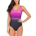 thumbnail image 1 of Amzcrzy One Piece Swimsuit Women V Neck U Back Beachwear Color Block Tie Dye Bathing Suits Athletic Modest Swimwear, 1 of 7