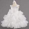 thumbnail image 1 of Amzcrzy Pageant Dresses for Girls Solid Color Square Neck Sleeveless Formal Dresses 3D Rose Floral Ruffled Princess Tiered Dress for Girls, Layered Ruffles A-line Mini Skirt 2-10 Years, 1 of 5