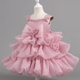 thumbnail image 1 of Amzcrzy Pageant Dresses for Girls Solid Color Square Neck Sleeveless Formal Dresses 3D Rose Floral Ruffled Princess Tiered Dress for Girls, Layered Ruffles A-line Mini Skirt 2-10 Years, 1 of 5