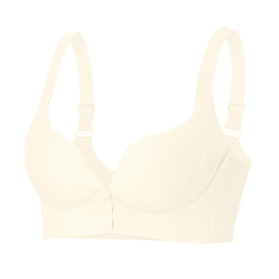 Amzcrzy Plus Size Bras for Women Solid Color Seamless Support Bras Wireless Bralettes Front Closure Bras for Senior Comfort Bra Tshirt Bras L-5XL