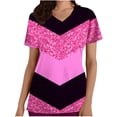 thumbnail image 1 of Amzcrzy Scrub Uniforms Women Sequin Print Holiday Short Sleeve V-neck Medical Tops Shirt Nurse Workwear with 2 Pockets, 1 of 4
