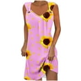 thumbnail image 1 of Amzcrzy Summer Casual Dresses for Women 2024 Sunflowers Graphic Beach Sundresses Sleeveless Midi Dress Swing Tank Sundress Pleated Tshirt Dress, 1 of 5