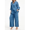 thumbnail image 1 of Amzcrzy Two Piece Sets for Women 2026 Solid Color Spring Outfits V Neck Button Down Shirt with Roll Tab Sleeves Wide Leg Pants Lounge Sets with Pockets Dressy Casual Loungewear Sets Blue 5XL, 1 of 9