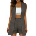 thumbnail image 1 of Amzcrzy Two Piece Sets for Women Going Out Sleeveless Blazer High Waist Pleated Shorts Pants Suit Trendy Versatile Women Outfits with Button Summer Linen Lounge Sets for Women 2XL, 1 of 7