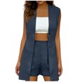 thumbnail image 1 of Amzcrzy Two Piece Sets for Women Going Out Sleeveless Blazer High Waist Pleated Shorts Pants Suit Trendy Versatile Women Outfits with Button Summer Linen Lounge Sets for Women 2XL, 1 of 7