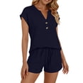 thumbnail image 1 of Amzcrzy_Two Piece Sets for Women with Pockets Comfy Notched Neck Womens Suit with Button Casual Looose Solid Color Short Sleeve Top and Pants Suit Trendy Travel Outfits, 1 of 5