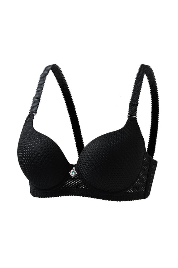 Underwire Bras for Women Breahable Lightly Padded Thin Demi Bras for Women Adjustable Straps Comfort Seamless Shape Curve Bra with Embellished Gore
