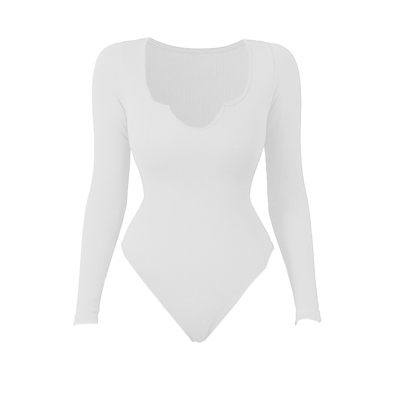 Amzcrzy Valentines Lingerie Bodysuit Ribbed Long Sleeve Bodysuit Notch ...