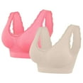 thumbnail image 1 of Amzcrzy Women's 2-Pack Plus Size Sports Bras Seamless Wireless Bras Comfortable Underwire Lace Bralettes Push Up Bras Full Coverage Everyday Bra, 1 of 9