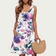 thumbnail image 1 of Amzcrzy Women's Casual A-Line Dress with Pockets Summer Beach Floral Tshirt Dress Short Sleeve Mini Dress Flowy Sundresses S-2XL, 1 of 4