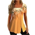 thumbnail image 1 of Amzcrzy Women's Floral Plus Size Tops Summer Scoop Neck Short Sleeve Flowy Basic Tops Slim Fit T Shirt Tunic Tops Tee Blouse, 1 of 5