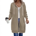 thumbnail image 1 of Amzcrzy Women's Longline Hoodie, 2-Way Zipper with Drop Pockets, Oversized Solid Color Pullover, Lounge-to-Outfit Essential, 1 of 8