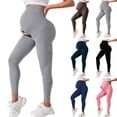 thumbnail image 1 of Amzcrzy Women's Maternity Leggings Solid Color Over The Belly Maternity Workout Clothes Stretchy Butt Lifting Ankle Length Pregnancy Active Workout Yoga Pants Black S, 1 of 6