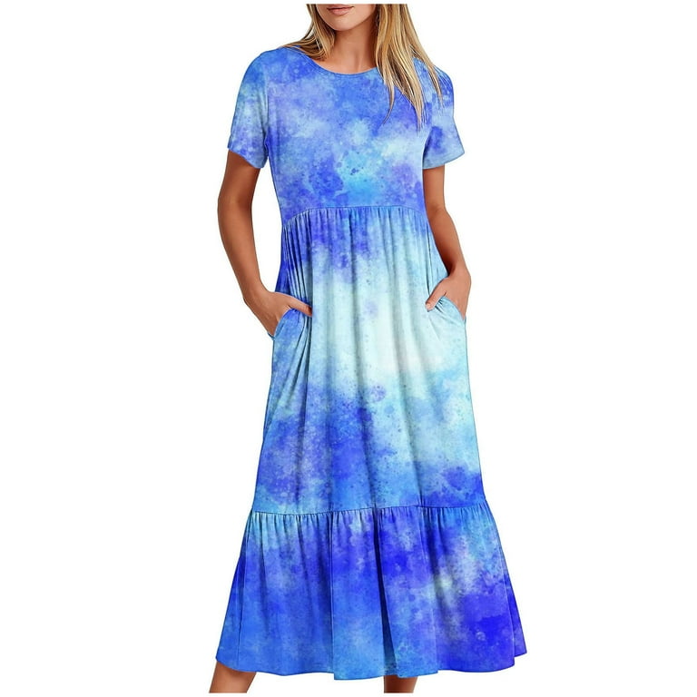 Tie Dye Gradient Delicate Floral Midi Dress Tie Dye Gradient Delicate Floral Midi Dress