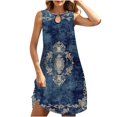 thumbnail image 1 of Amzcrzy Women's Summer Beach Dresses Short Sleeve Crew Neck Hollow Sundress Floral Boho Plus Size Dresses Casual Summer Basic T Shirt Dress with Pockets S-3XL, 1 of 9