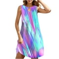 thumbnail image 1 of Amzcrzy Women's Summer Beach Dresses Short Sleeve Crew Neck Hollow Sundress Floral Boho Plus Size Dresses Casual Summer Basic T Shirt Dress with Pockets S-3XL, 1 of 9
