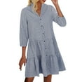 thumbnail image 1 of Amzcrzy Women's Tunic Shirt Mini Dress Long Sleeve Cotton Drop Waist Collar Short Dress Button Up Ruffle Hem Shift Dresses S-XL, 1 of 4