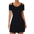 thumbnail image 1 of Amzcrzy Women's Wedding Party Dress Summer Solid V Neck Flowy A Line Plus Size Dresses Sleeveless Smocked Off Shoulder Mini Dress S-5XL, 1 of 5