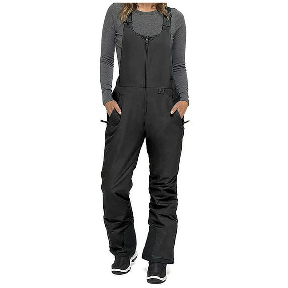Amzcrzy Women's Winter Outdoor Snow Pants Solid Color Insulated Waterproof Ski Pants Bib Overalls Winter Snowboarding Pants