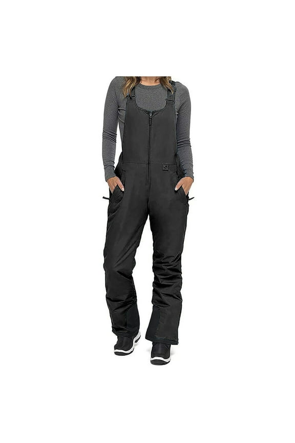 Women's Winter Outdoor Snow Pants Solid Color Insulated Waterproof Ski Pants Bib Overalls Winter Snowboarding Pants