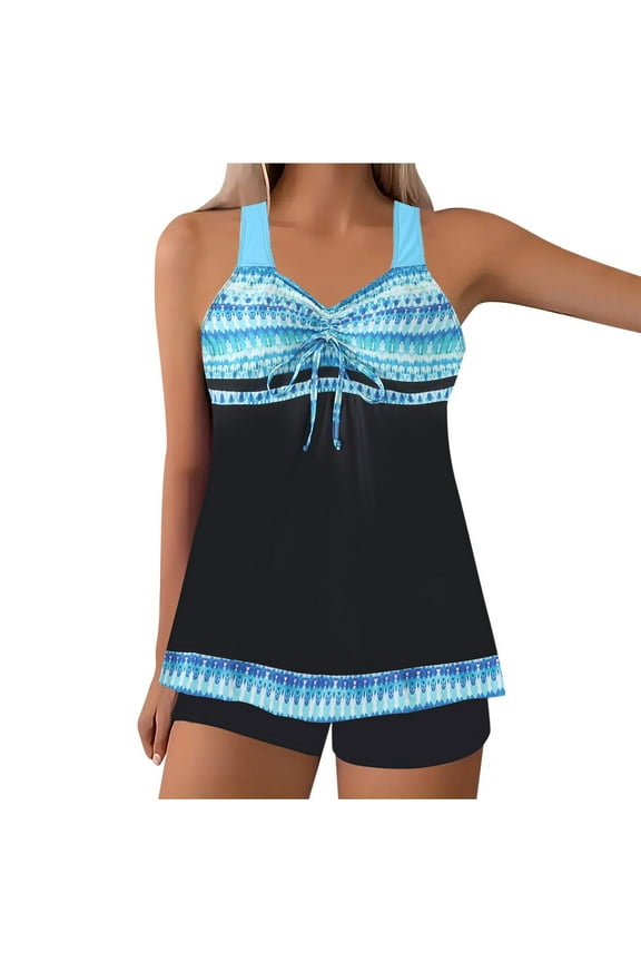 Womens 2025 Two Piece Tankini Swimsuits Modest Tankini Bathing Suit Tops with Shorts Tummy Control Swimwear S-3XL