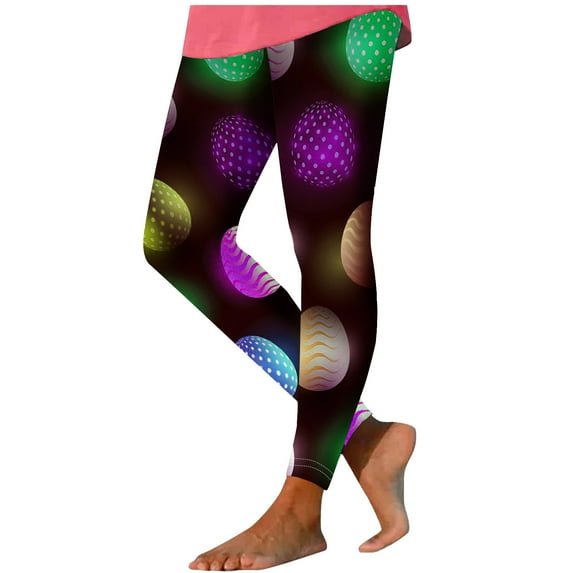 Amzcrzy Womens Easter Day Leggings Bunny Eggs Graphic Tights Stretchy Leggings Skinny Pant for Yoga Running Pants S-2XL