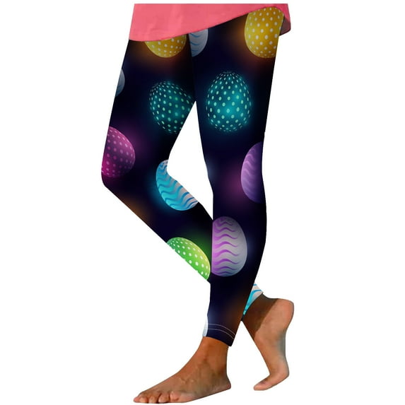 Amzcrzy Womens Easter Day Leggings Bunny Eggs Graphic Tights Stretchy Leggings Skinny Pant for Yoga Running Pants S-2XL