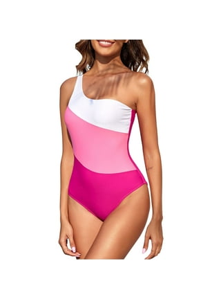 VBVC Womens Sports Swimwear Conservative Color-Block Sexy One Piece  Backless Swimsuit Bathing Suit 