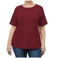thumbnail image 1 of Amzcrzy Womens Plus Size Tops Summer 2024 Oversized Tops Solid Color Short Sleeves Blouses O Neck Tunic Tees Loose Casual T Shirts, 1 of 8
