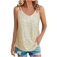 thumbnail image 1 of Amzcrzy Womens Sequin Top Sleeveless V-Neck Camisole Spaghetti Straps Cami Tank Tops Racerback Sparkly Shimmer Party Tops, 1 of 7