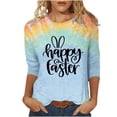 thumbnail image 1 of Amzcrzy Womens Shirts Dressy Casual 2024 Happy Easter Graphic Tops Fashion Casual Round Neck Three Quarter Sleeve T-Shirt Top, 1 of 3