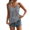 thumbnail image 1 of Amzcrzy Womens Tops Button Down Sleeveless Shirts for Women Versatile Casual Solid Color V Neck Going Out Tops Fashion Spaghetti Strap Summer Vacation OutfitsXL, 1 of 9